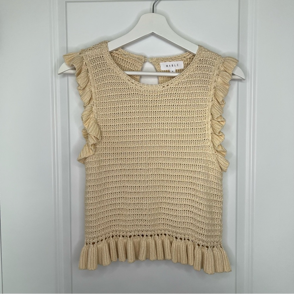 Mable Yellow Knit Ruffle Top